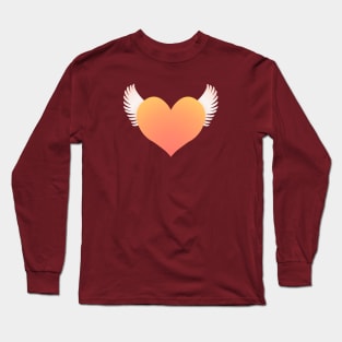 Winged Heart - Orange Long Sleeve T-Shirt